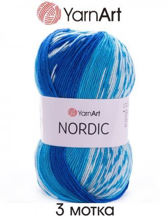 Пряжа Yarnart NORDIC 652 голуб/синий/белый (3 мотка)