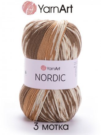 Пряжа Yarnart NORDIC 653 кофе/белый/какао (3 мотка)