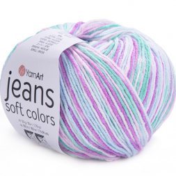 Пряжа Yarnart JEANS SOFT COLORS 6202 мята/розов (10 мотков)