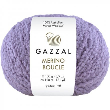 Пряжа Gazzal MERINO BOUCLE 3772 св.сиреневый (3 мотка)