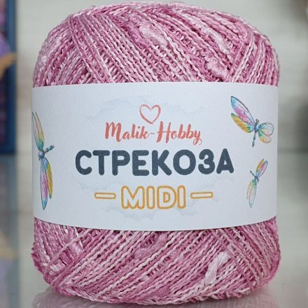 Пряжа M&amp;h СТРЕКОЗА MIDI 124 сух.роза/пудра (1 моток)