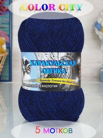 Пряжа Color City КАРАКУЛЬСКАЯ ОВЕЧКА 979 синий меланж (5 мотков)