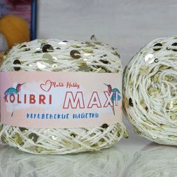Пряжа M&amp;h KOLIBRI MAXI 091 экрю с золотом (1 моток)