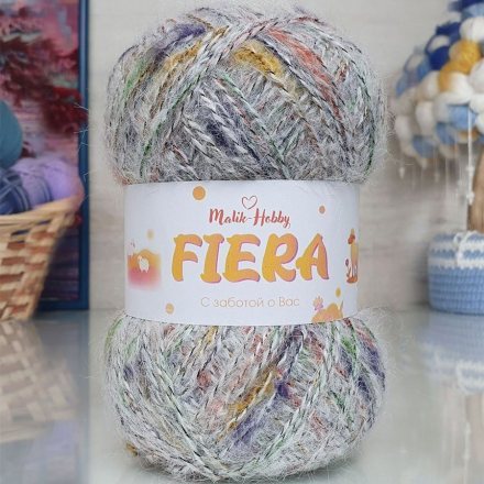 Пряжа M&amp;h ФИЕРА 005 зел/фиол/рыжий (5 мотков)