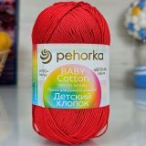 Пряжа Пехорка ДЕТСКИЙ ХЛОПОК 06 красный (5 мотков)