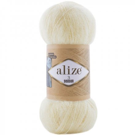 Пряжа Alize 3 SEASON 62 молочный (5 мотков)
