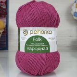 Пряжа Пехорка НАРОДНАЯ 439 малиновый (5 мотков)