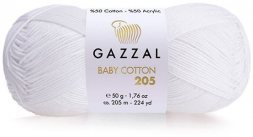 Пряжа Gazzal BABY COTTON 205 532 белый (10 мотков)
