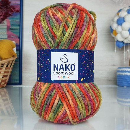 Пряжа Nako SPORT WOOL SENLIK 87732 принт (5 мотков)