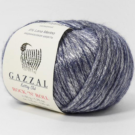 Пряжа Gazzal ROCK-N-ROLL 13254 синий/серый