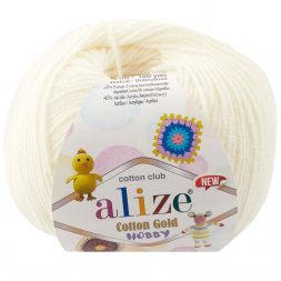 Пряжа Alize COTTON GOLD HOBBY 62 молочный (5 мотков)