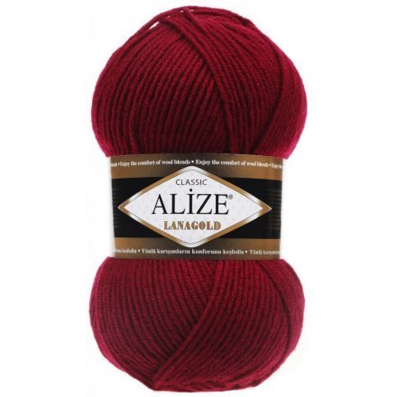 Пряжа Alize LANAGOLD 390 вишня (5 мотков)
