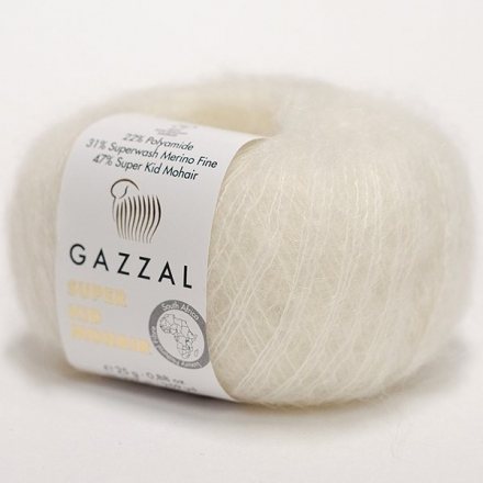 Пряжа Gazzal SUPER KID MOHAIR 64414 молочный (6 мотков)