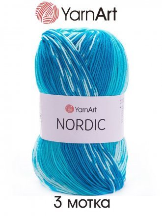 Пряжа Yarnart NORDIC 663 гол.бирюза/бирюза (3 мотка)