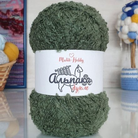 Пряжа M&amp;h АЛЬПАКА БУКЛЕ 2302 хаки (5 мотков)