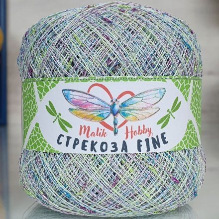 Пряжа M&amp;h СТРЕКОЗА FINE 120 молоч/бирюз/салат.неон (1 моток)