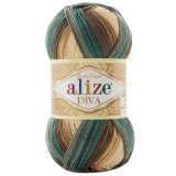 Пряжа Alize DIVA BATIK 3307 сер.зел/беж/молоч (5 мотков)