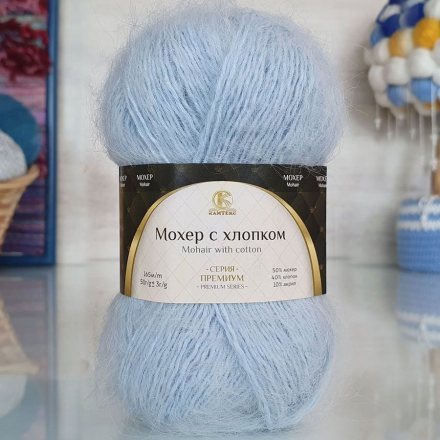 Пряжа Камтекс МОХЕР С ХЛОПКОМ 015 голубой (5 мотков)