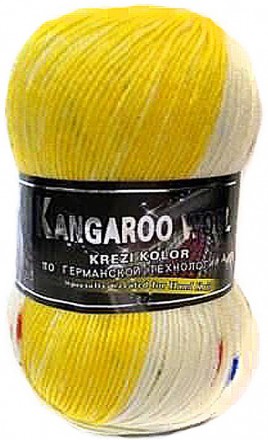 Пряжа Color City KANGAROO WOOL CRAZY COLOR 6602 желт/белый