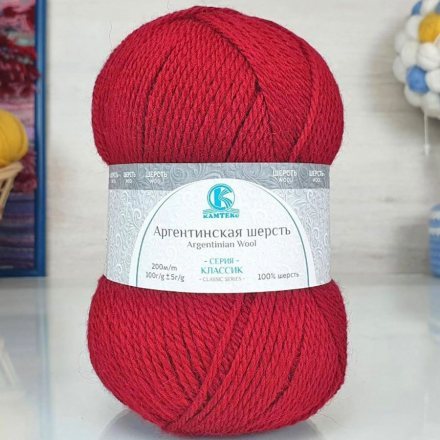 Пряжа Камтекс АРГЕНТИНСКАЯ ШЕРСТЬ 046 красный (10 мотков)