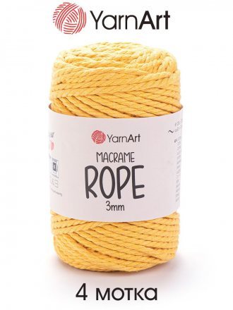 Пряжа Yarnart MACRAME ROPE 3MM 764 желтый (4 мотка)