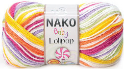 Пряжа Nako LOLIPOP 80432 оранж/фиолет/желтый