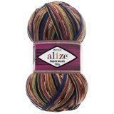 Пряжа Alize SUPERWASH 2701 алый/оранж/гол/син/зеленый (5 мотков)