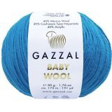 Пряжа Gazzal BABY WOOL 822 т.бирюза (5 мотков)