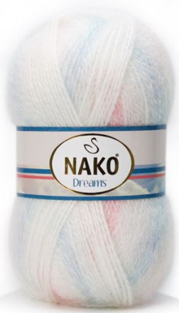 Пряжа Nako DREAMS 70049-74 бел/роз/голубой