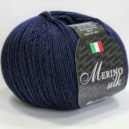Пряжа Seam MERINO SILK 08 т.синий (2 мотка)