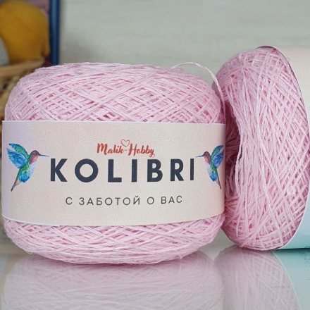 Пряжа M&amp;h KOLIBRI 095 роз.зефир с прозрачным (2 мотка)