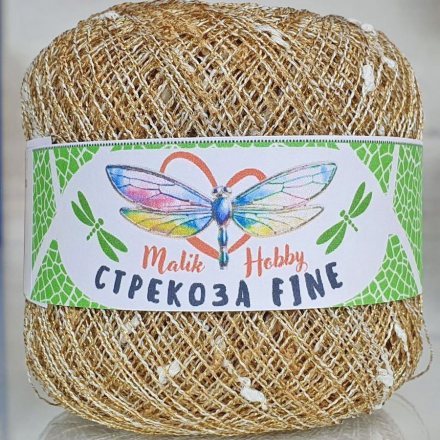 Пряжа M&amp;h СТРЕКОЗА FINE 127 молочный/золото (1 моток)
