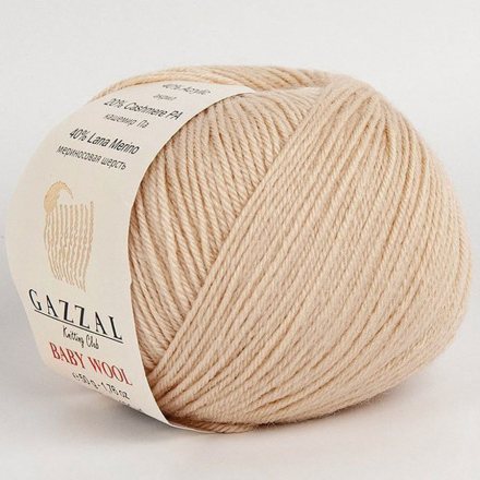Пряжа Gazzal BABY WOOL 839 песочный (5 мотков)