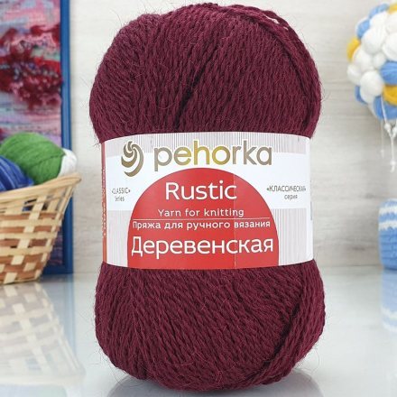 Пряжа Пехорка ДЕРЕВЕНСКАЯ 07 бордо (10 мотков)