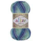 Пряжа Alize DIVA BATIK 1767 джинс/мята (5 мотков)
