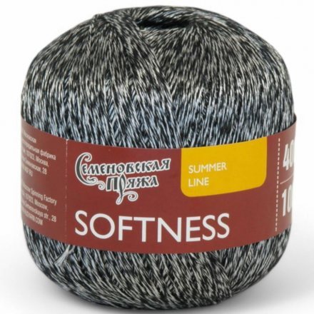 Пряжа Семеновская НЕЖНОСТЬ 193907 черный+В (5 мотков)