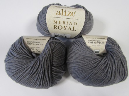 Пряжа Alize MERINO ROYAL 87 т.серый