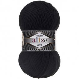 Пряжа Alize SUPERLANA MIDI 60 черный (5 мотков)