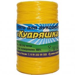 Пряжа для мочалок КУДРЯШКА 033 желтый (5 мотков)