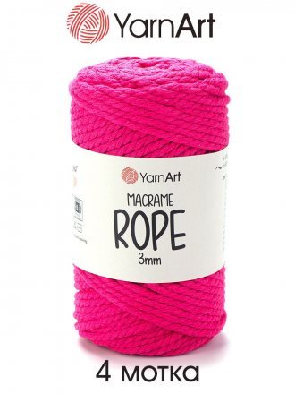 Пряжа Yarnart MACRAME ROPE 3MM 803 яр.розовый (4 мотка)