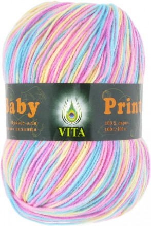 Пряжа Vita BABY PRINT 4887 ультрароз/желт
