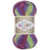 Пряжа Alize DIVA BATIK 3241 роз/сирень/фист/желтый (5 мотков)