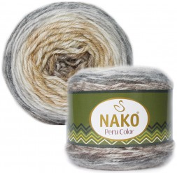 Пряжа Nako PERU COLOR 32186 беж/серый/коричневый