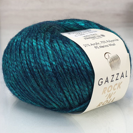 Пряжа Gazzal ROCK-N-ROLL 12834 павлиновая зелень (10 мотков)