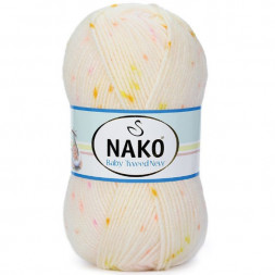 Пряжа Nako BABY TWEED 32137 белый/оранж/желт/лиловый