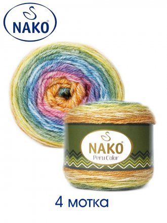 Пряжа Nako PERU COLOR 32190 желт/оранж/м.волна (4 мотка)