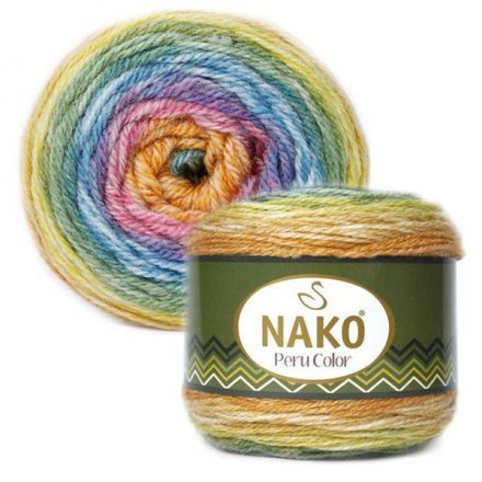 Пряжа Nako PERU COLOR 32190 желт/оранж/м.волна (4 мотка)