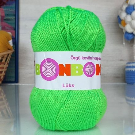 Пряжа Nako BONBON LUKS 98395 яр.зелень (5 мотков)