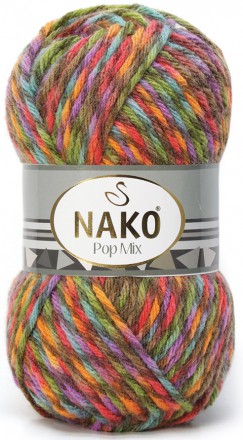 Пряжа Nako POP MIX 86754 оранж/лилов/зеленый