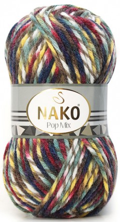 Пряжа Nako POP MIX 86755 желт/бирюз/малина
